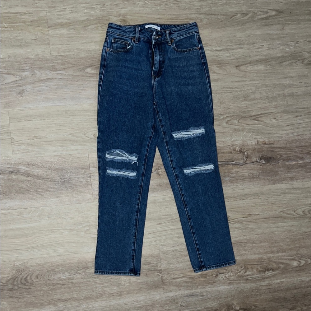PacSun Dark Blue Distressed Straight Leg Jeans